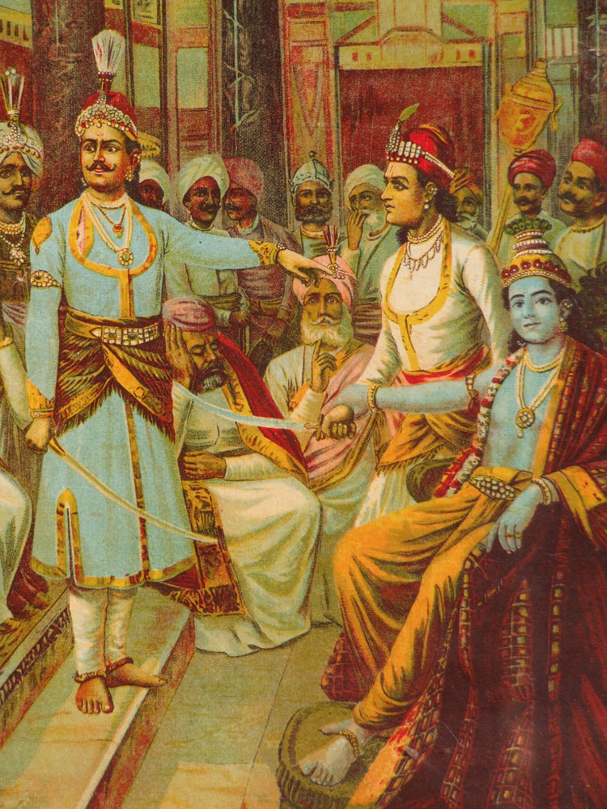 कौरव-सभा में शांतिदूत श्रीकृष्ण — राजा रवि वर्मा की चित्रकृति