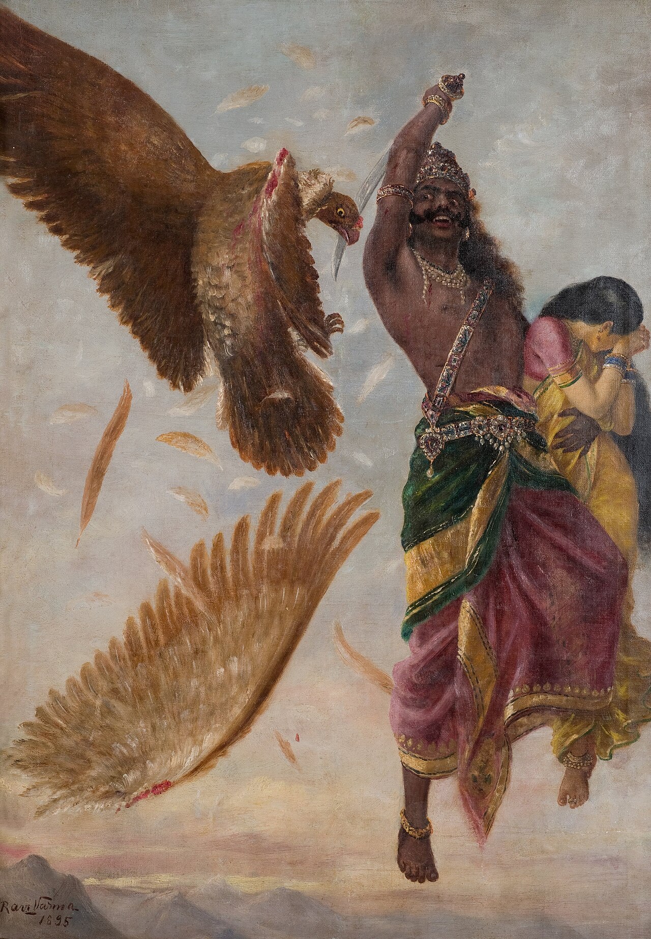 जटायु-वध — राजा रवि वर्मा चित्र: रावण-जटायु आकाश-युद्ध एवं सीता